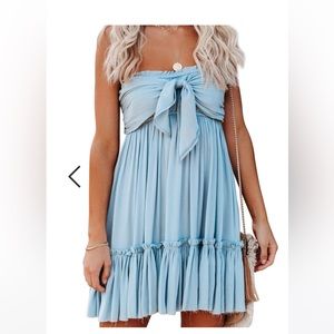 Tie Front Mini Dress Tube Top Dress